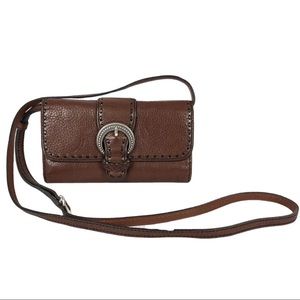 Brighton Brown Pebbled Leather Wallet Crossbody